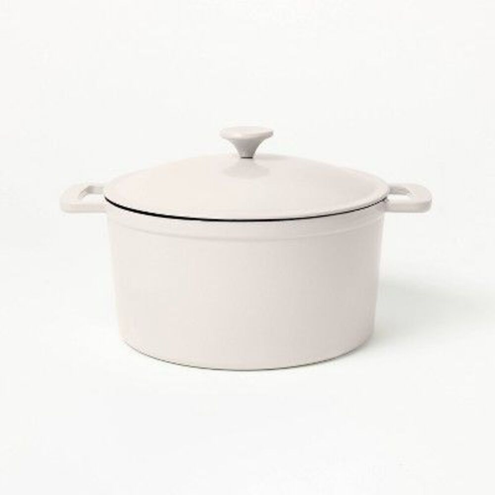 Figmint - 7.5qt Enamel Dutch Oven Light Gray - Figmint Gray